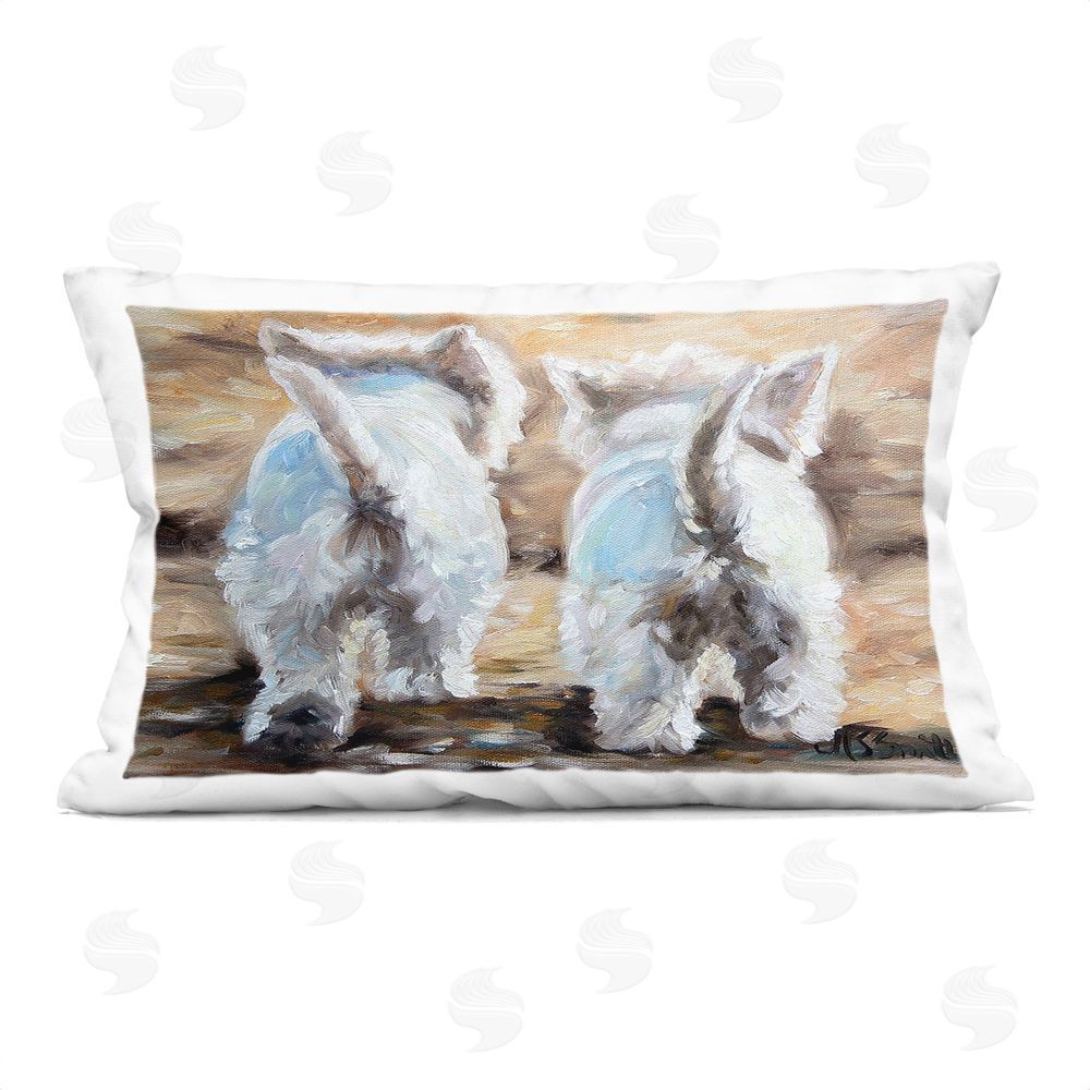 Mary Sparrow Farewell White Puppies Rectugular Printed Throw Pillow