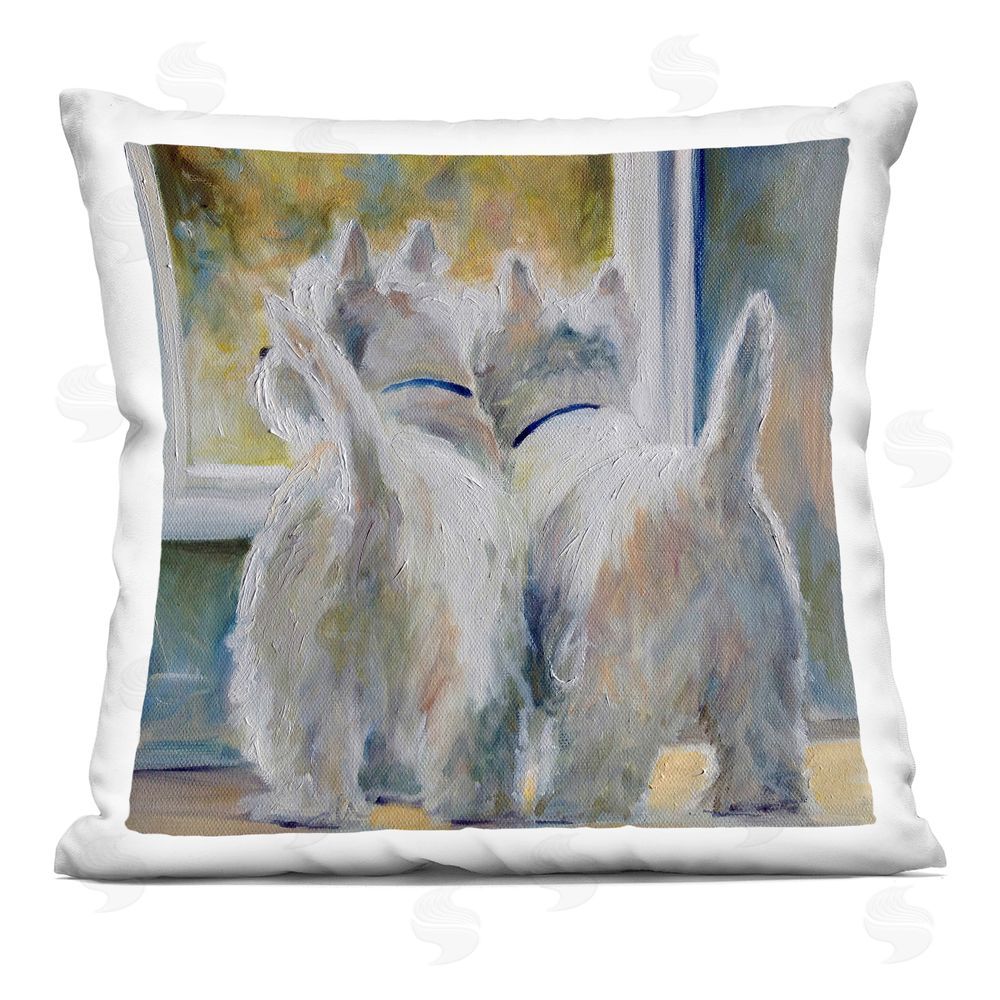 Mary Sparrow Five O'Clock Watching Dogs Square Printed Throw Pillow