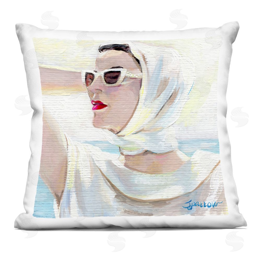 Mary Sparrow Timeless Stylish White Sunglasses Square Printed Throw Pillow