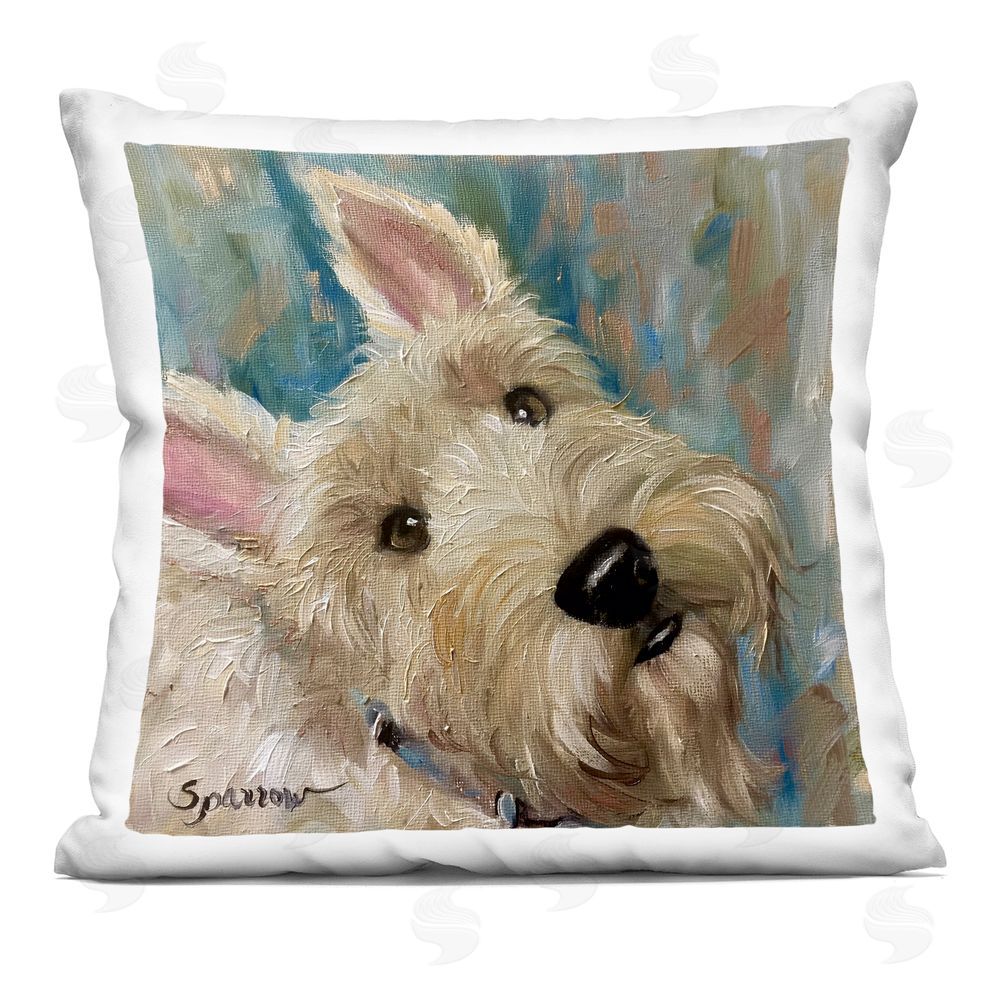 Mary Sparrow Good As Gold Terrier Square Printed Throw Pillow