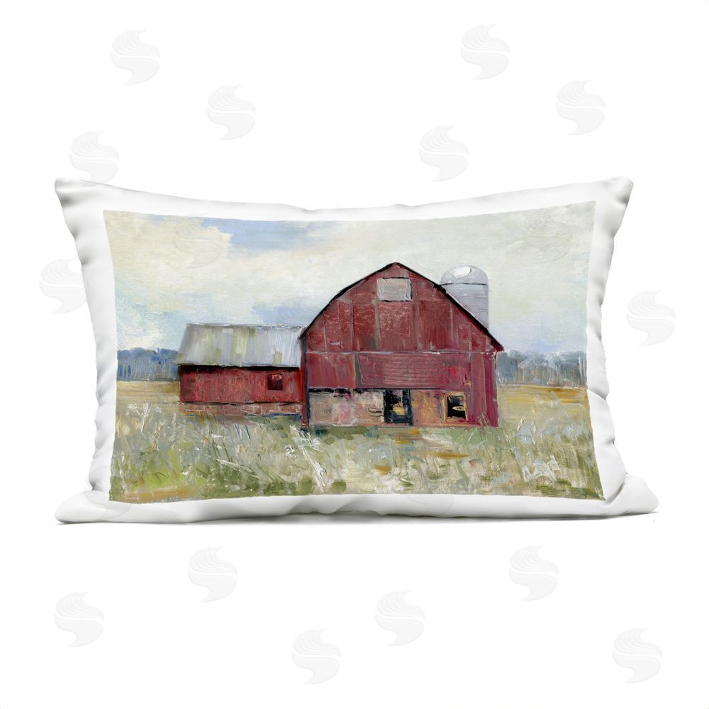 Sally Swatland Red Rugged Barn Outdoor Quick-Dry Polyester Lumbar Pillow