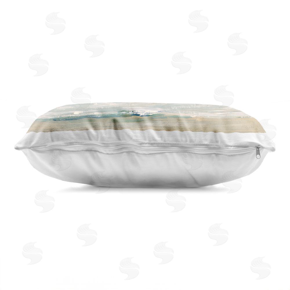 Sally Swatland Seagulls over Rolling Waves Indoor Plush Polyester Lumbar Pillow Zipper Detail