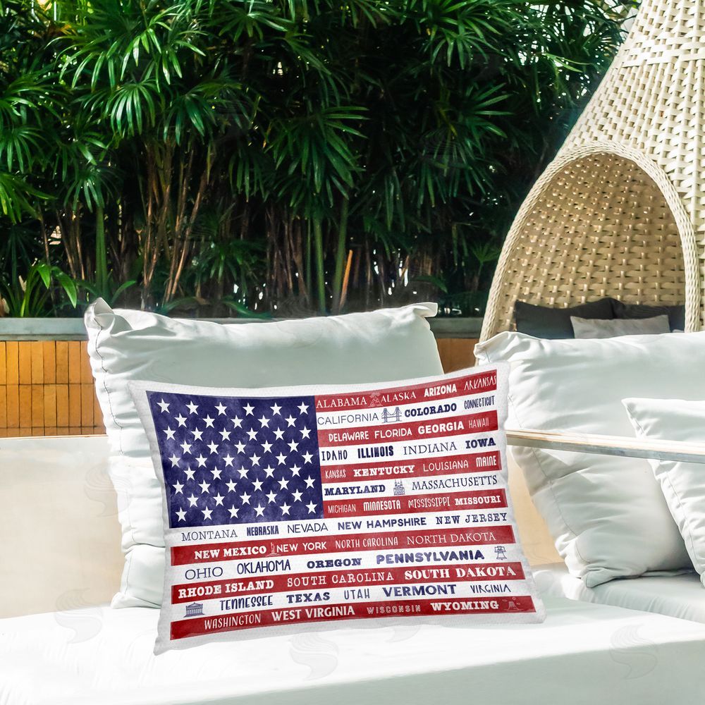 Daniela Santiago States Of America Flag Outdoor Quick-Dry Polyester Printed Lumbar Pillow on Patio