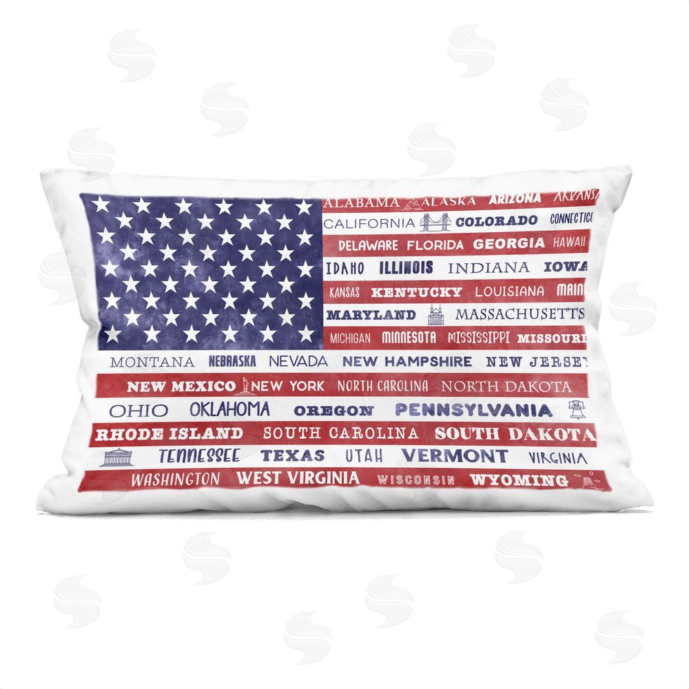 Daniela Santiago States Of America Flag Indoor Plush Polyester Lumbar Pillow