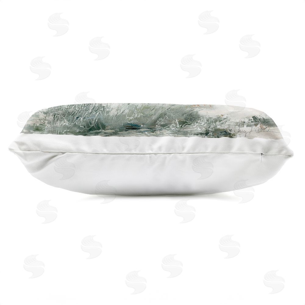 Sally Swatland Seagull Pair over Waves Outdoor Quick-Dry Polyester Lumbar Pillow Zipper Detail