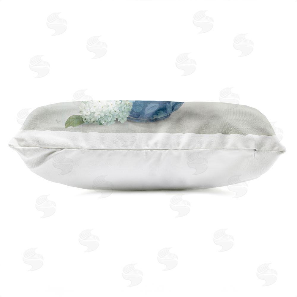 Nan Ornate Vase with Hydrangeas Outdoor Quick-Dry Polyester Lumbar Pillow Zipper Detail
