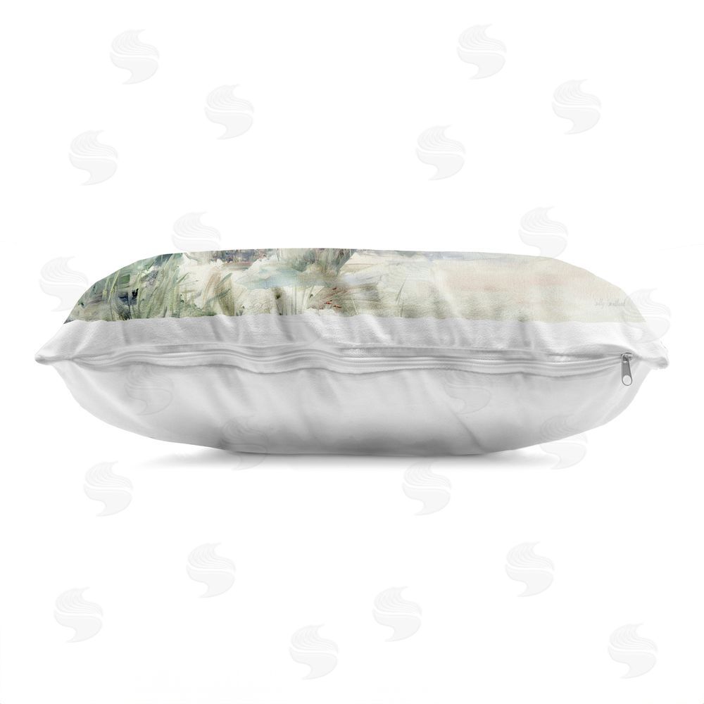 Sally Swatland Brushed Expression of Coast Indoor Plush Polyester Lumbar Pillow Zipper Detail