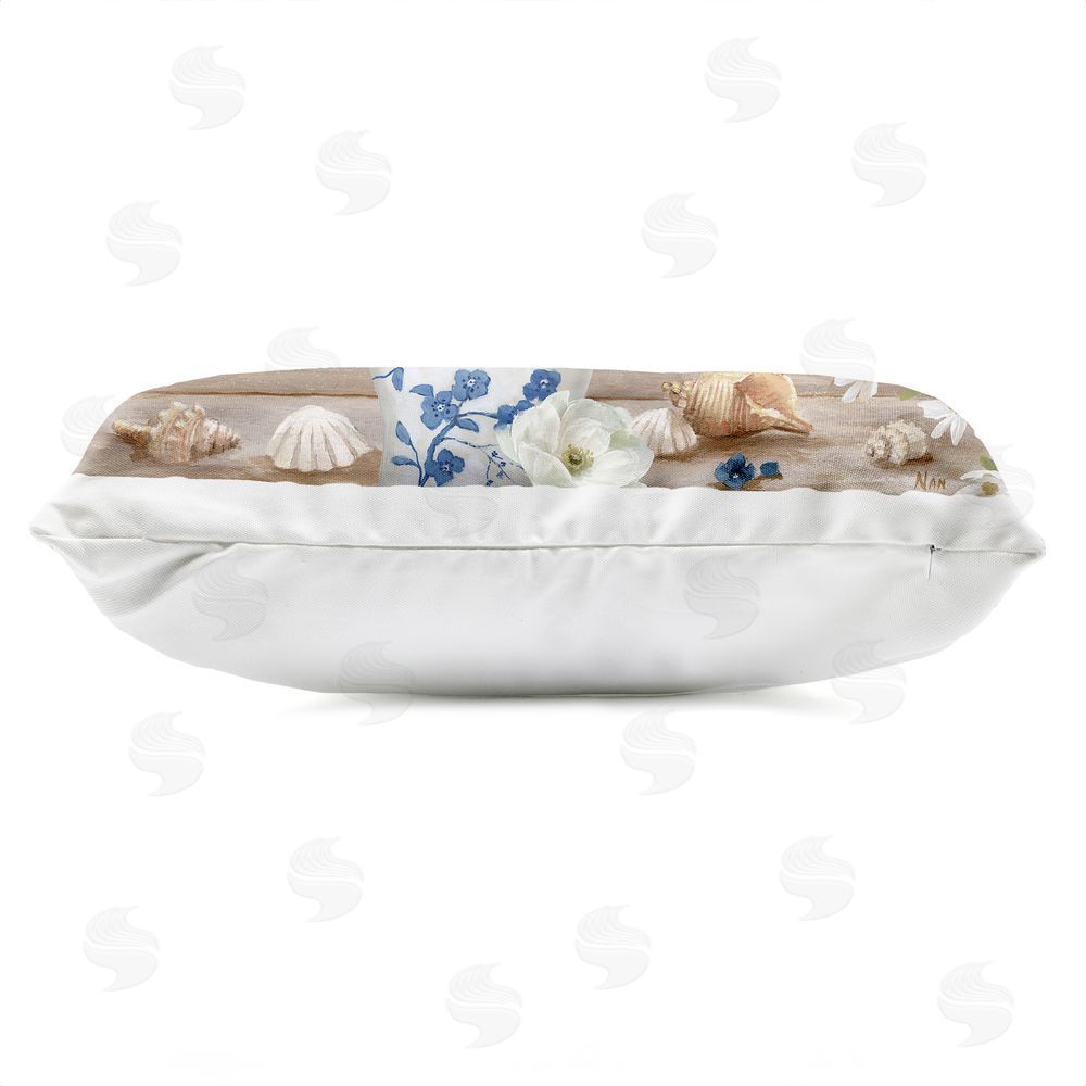 Nan Seashells & Flowers Windowsill Outdoor Quick-Dry Polyester Lumbar Pillow Zipper Detail