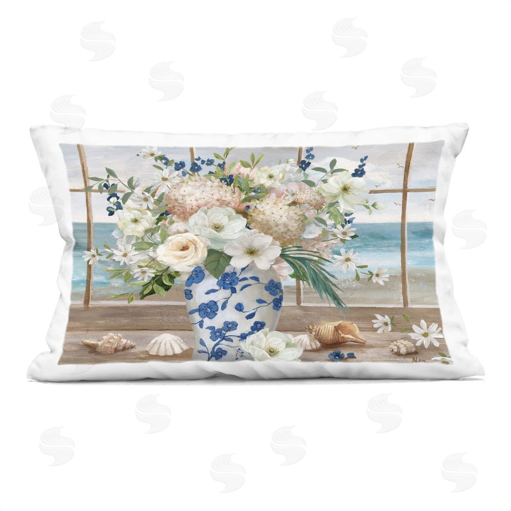 Nan Seashells & Flowers Windowsill Indoor Plush Polyester Lumbar Pillow