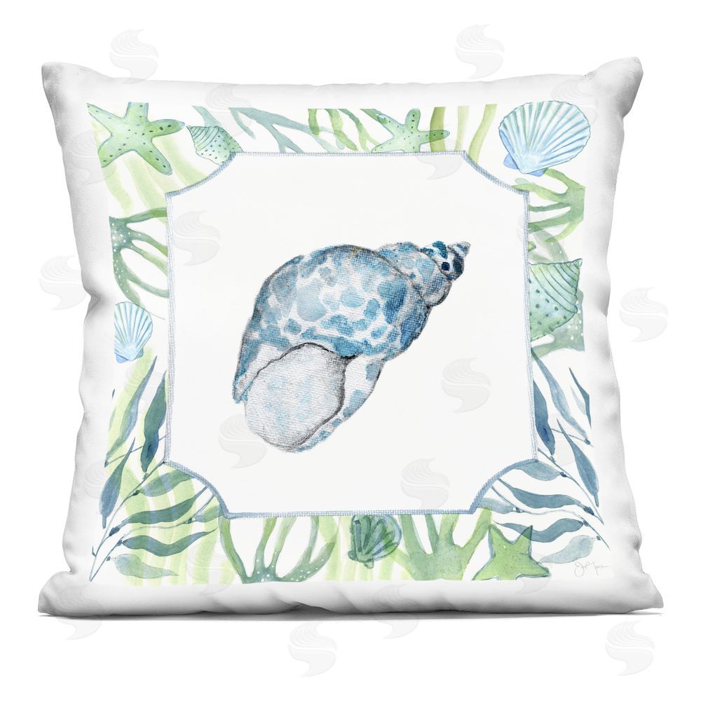 Janet Tava Spotted Cowrie with Seaweed Indoor Plush Polyester Square Throw Pillow