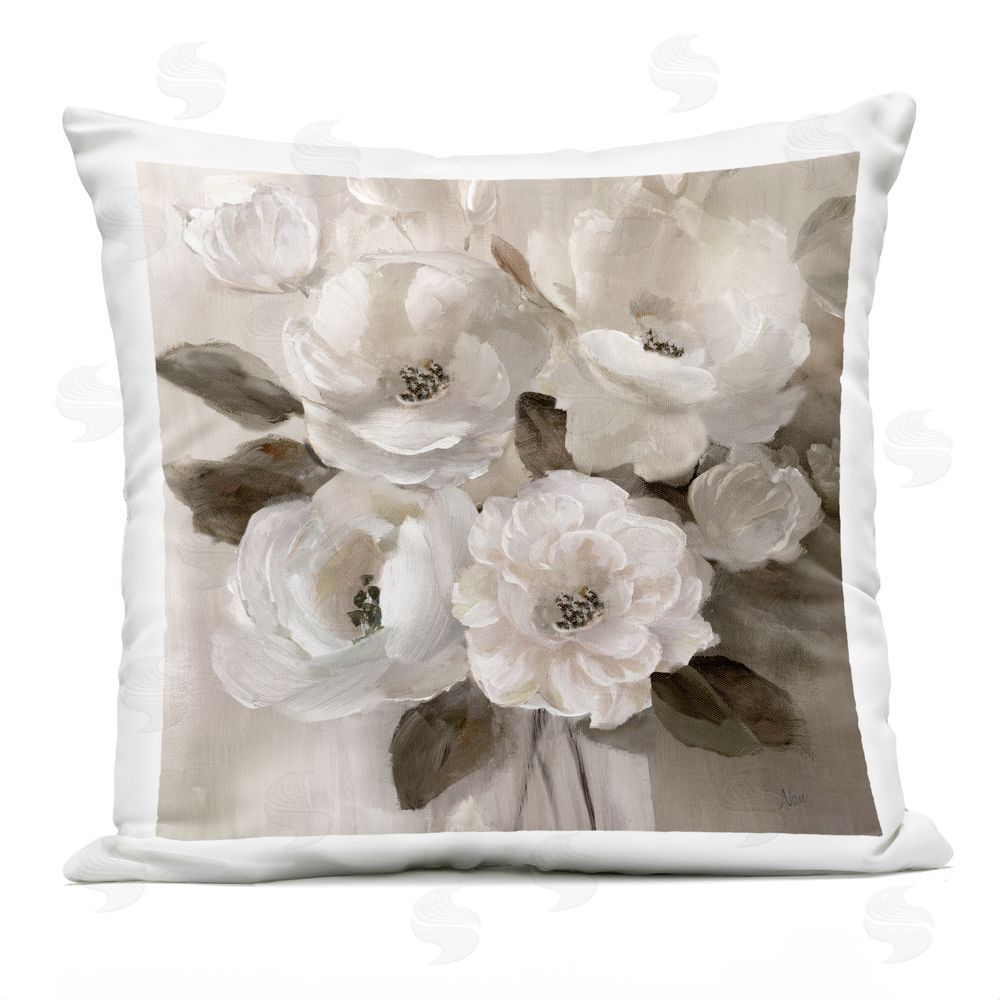 Nan Ivory Flower Bushel Outdoor Quick-Dry Polyester Square Throw Pillow