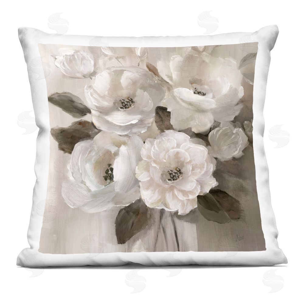 Nan Ivory Flower Bushel Indoor Plush Polyester Square Throw Pillow