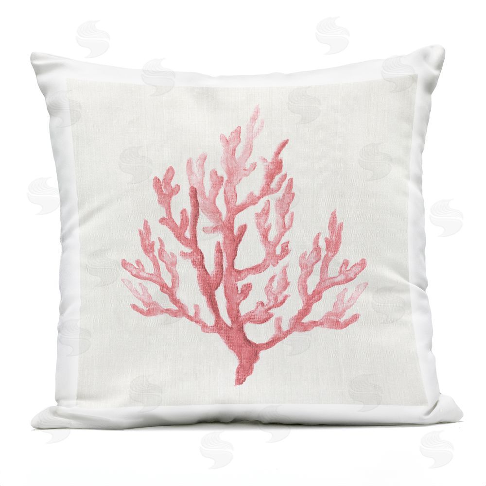 Janet Tava Muted Pink Coral Branch Outdoor Quick-Dry Polyester Square Throw Pillow