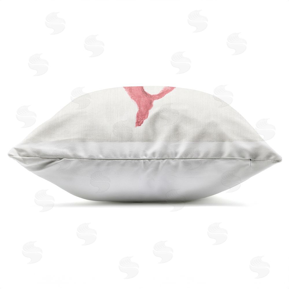 Janet Tava Muted Pink Coral Branch Outdoor Quick-Dry Polyester Square Throw Pillow Zipper Detail