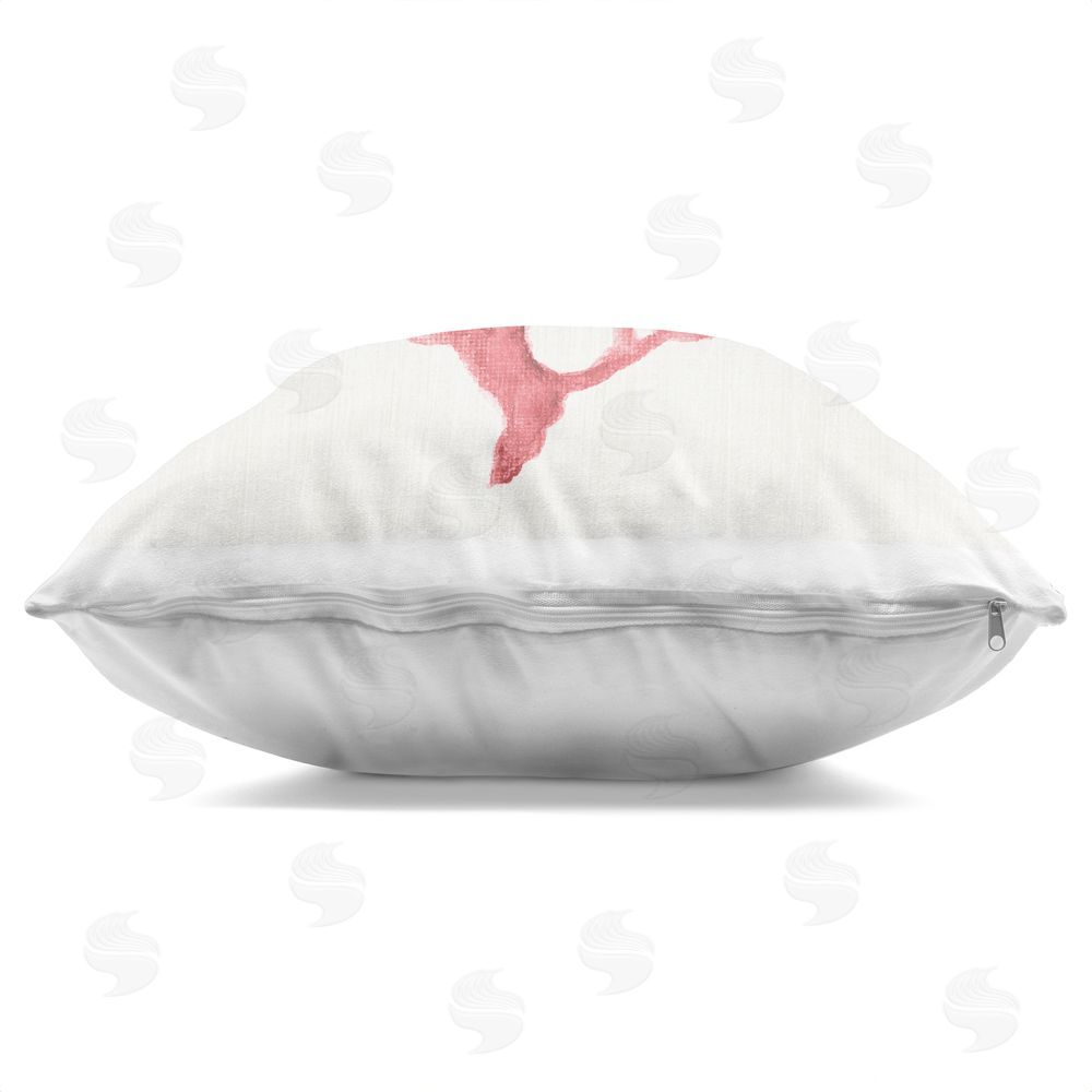 Janet Tava Muted Pink Coral Branch Indoor Plush Polyester Square Throw Pillow Zipper Detail