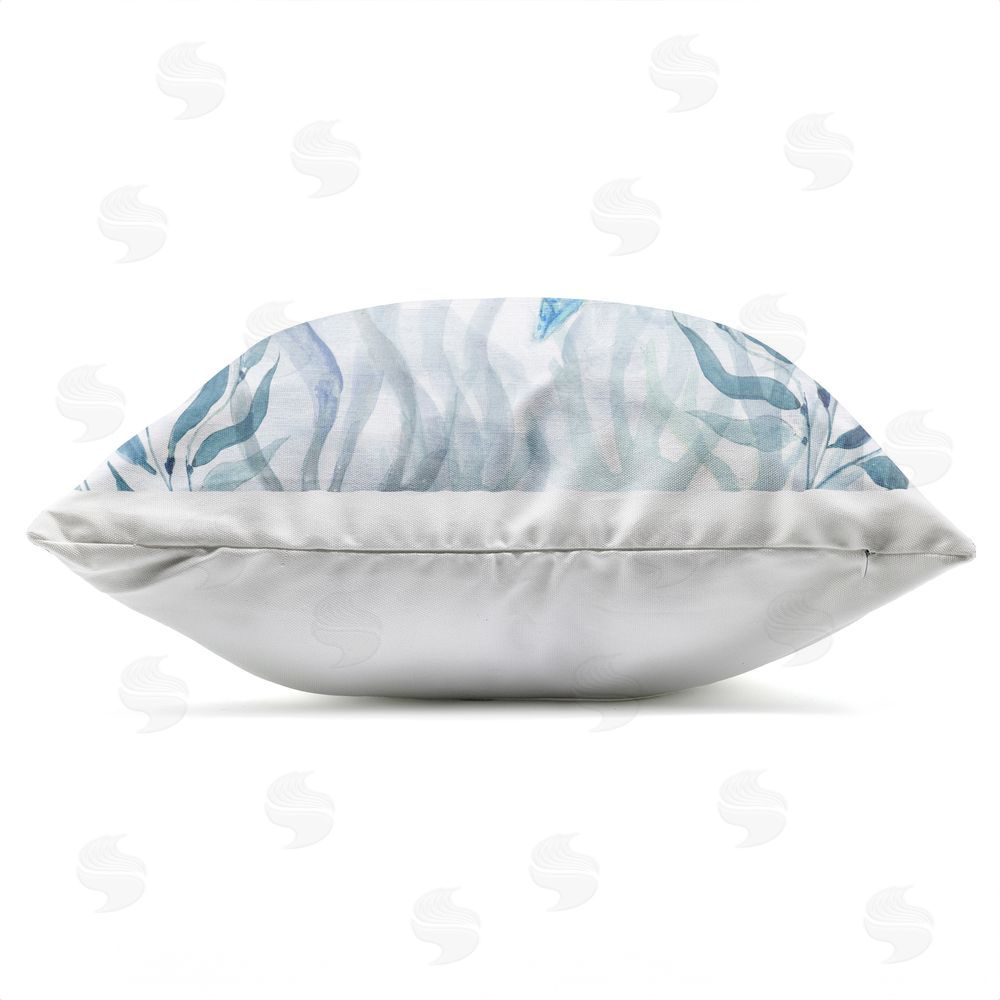 Janet Tava Smiling Turtle Gaze Outdoor Quick-Dry Polyester Square Throw Pillow Zipper Detail