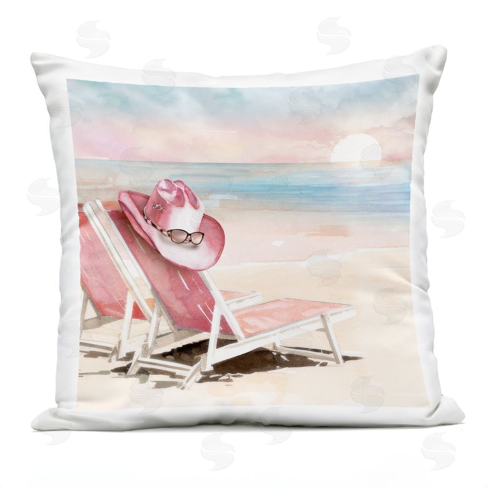 Paul Mathenia Blush Pink Beach Chairs Outdoor Quick-Dry Polyester Square Throw Pillow