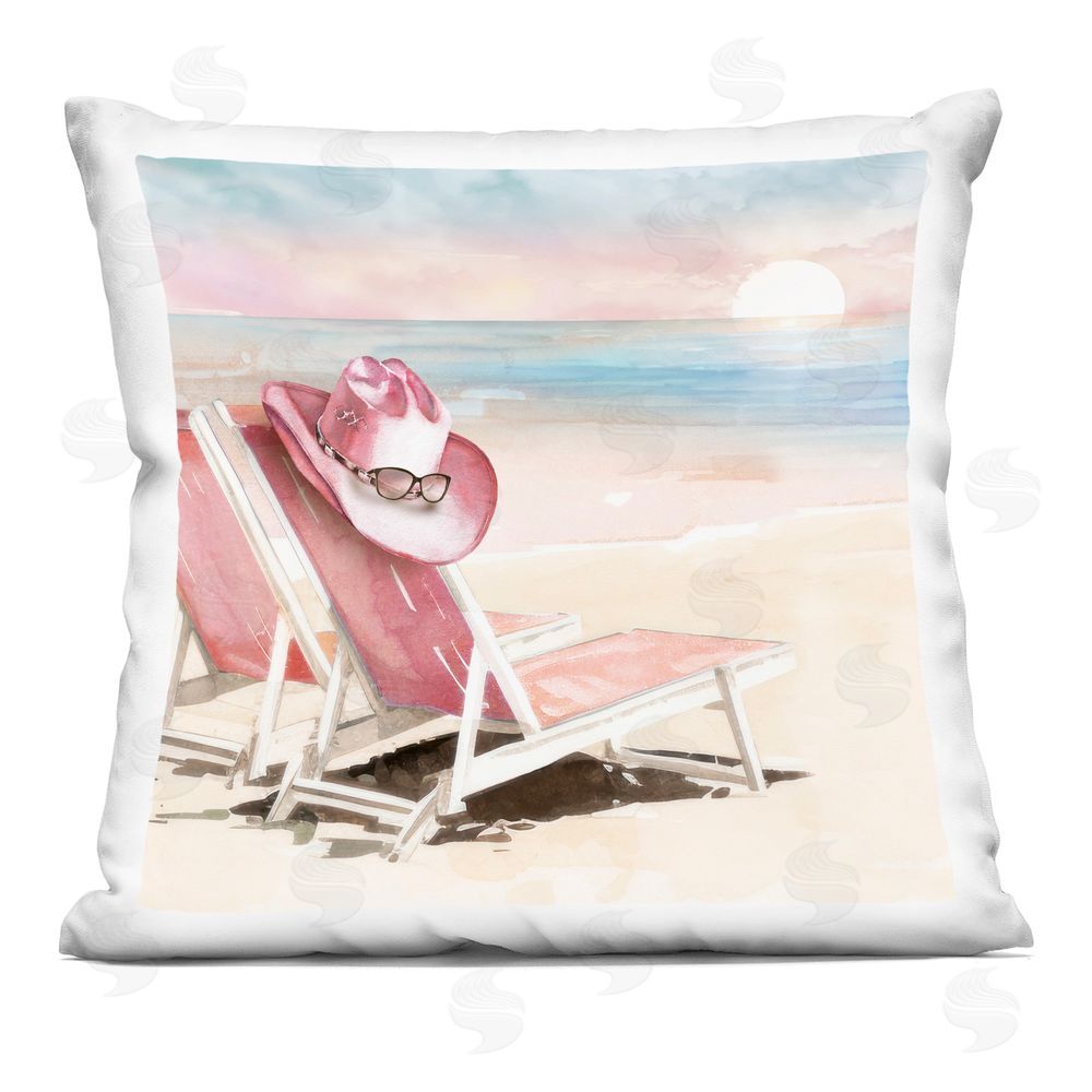Paul Mathenia Blush Pink Beach Chairs Indoor Plush Polyester Square Throw Pillow