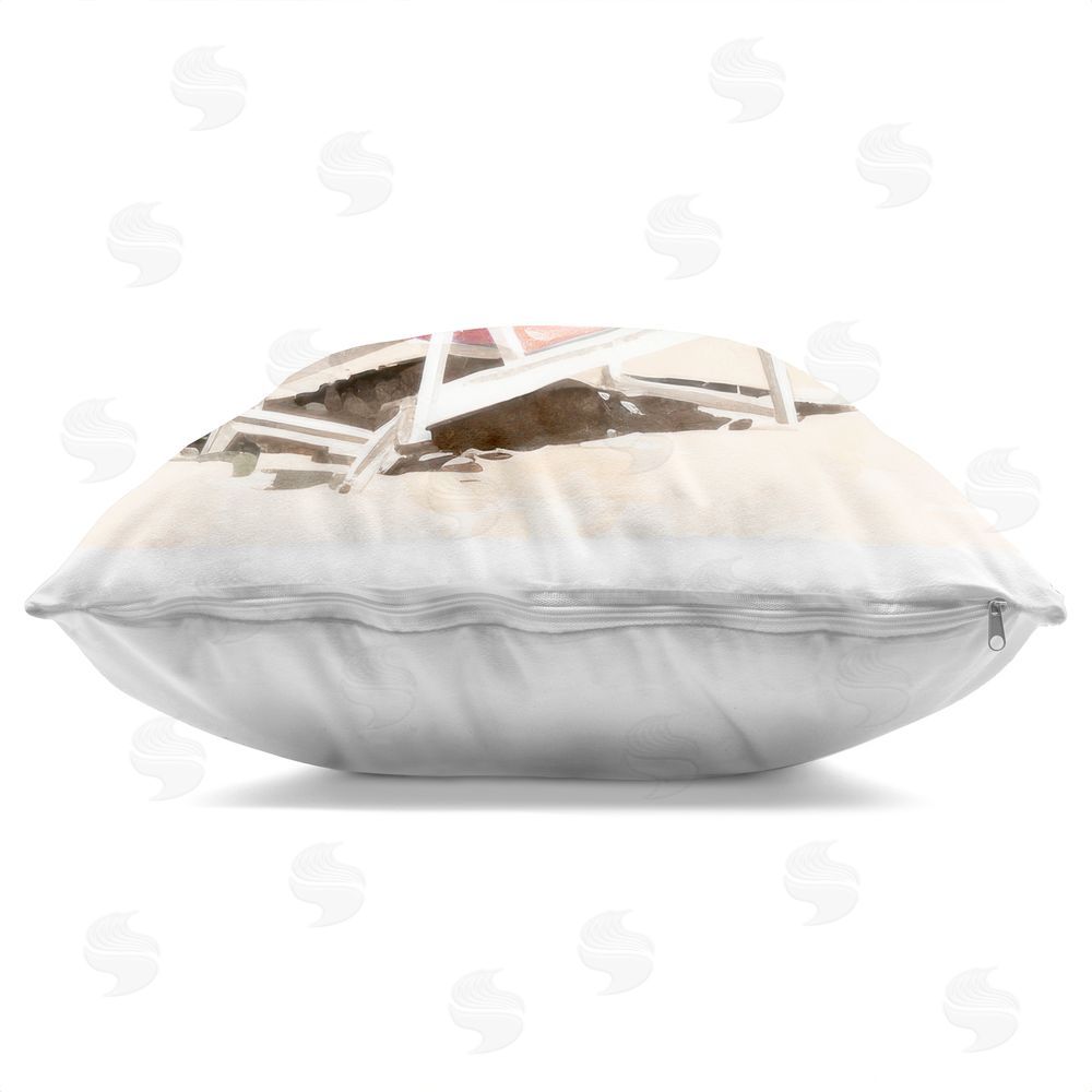 Paul Mathenia Blush Pink Beach Chairs Indoor Plush Polyester Square Throw Pillow Zipper Detail