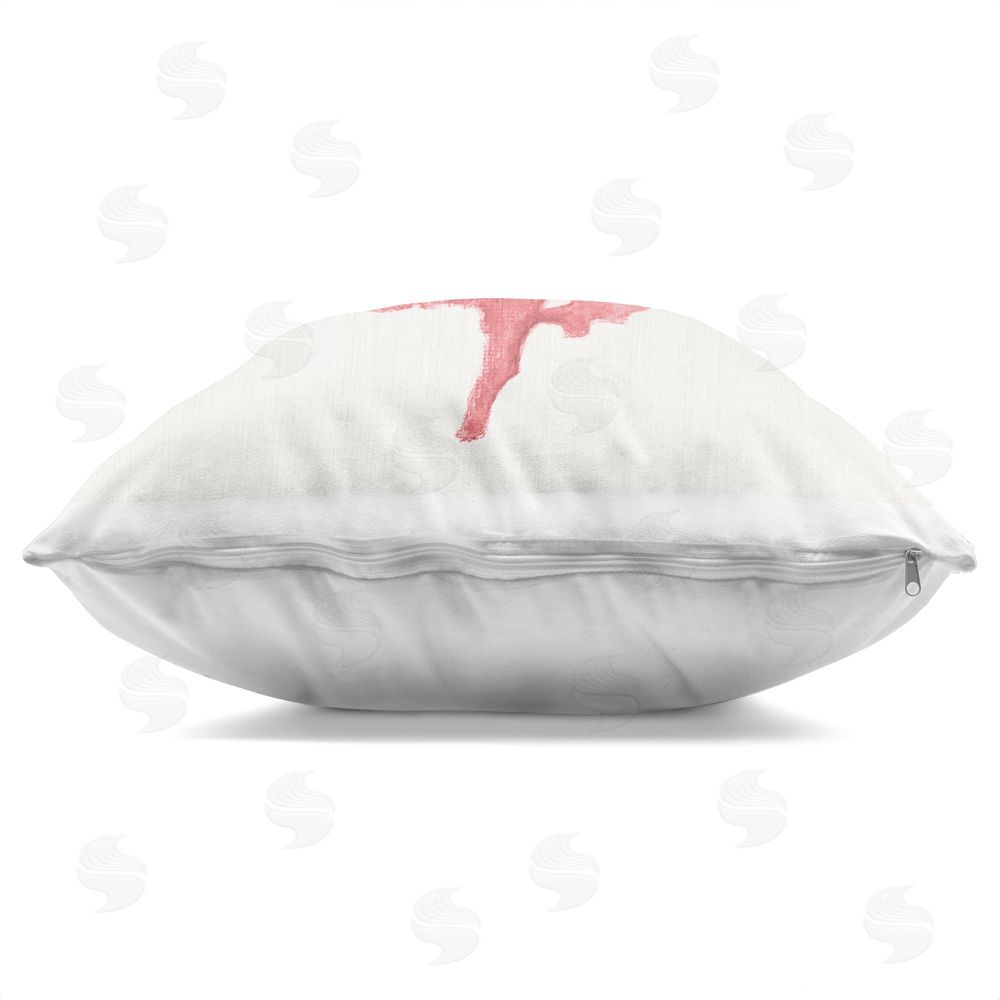 Janet Tava Rosy Pink Coral Branch Indoor Plush Polyester Square Throw Pillow Zipper Detail