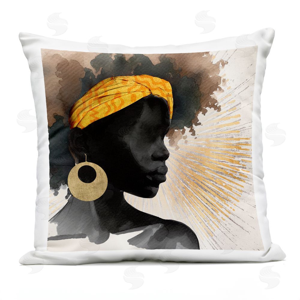 CAD Designs Sunburst Silhouette with Headwrap Outdoor Quick-Dry Polyester Square Throw Pillow