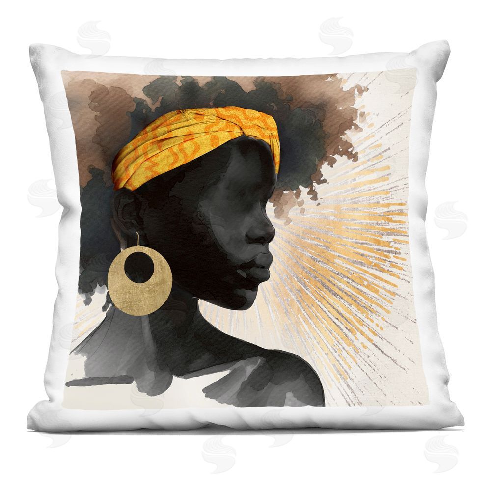 CAD Designs Sunburst Silhouette with Headwrap Indoor Plush Polyester Square Throw Pillow