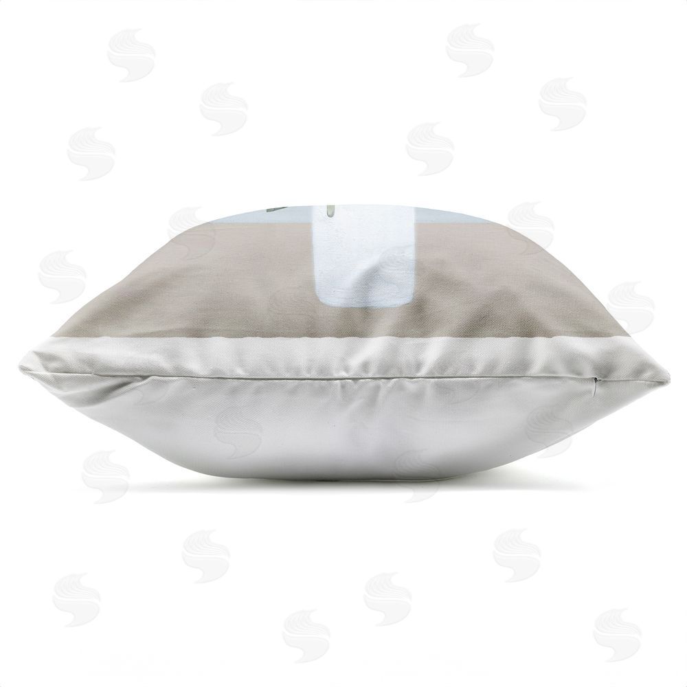 Marilyn Dunlap Cerulean & White Blooms Outdoor Quick-Dry Polyester Square Throw Pillow Zipper Detail