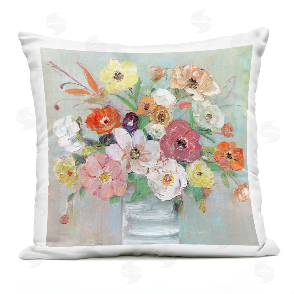 Sally Swatland Energetic Blossom Bouquet Outdoor Quick-Dry Polyester Square Throw Pillow