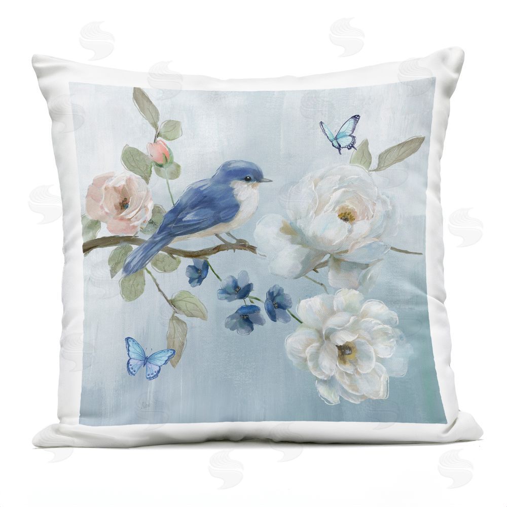 Nan Blue Bird Tranquility Outdoor Quick-Dry Polyester Square Throw Pillow