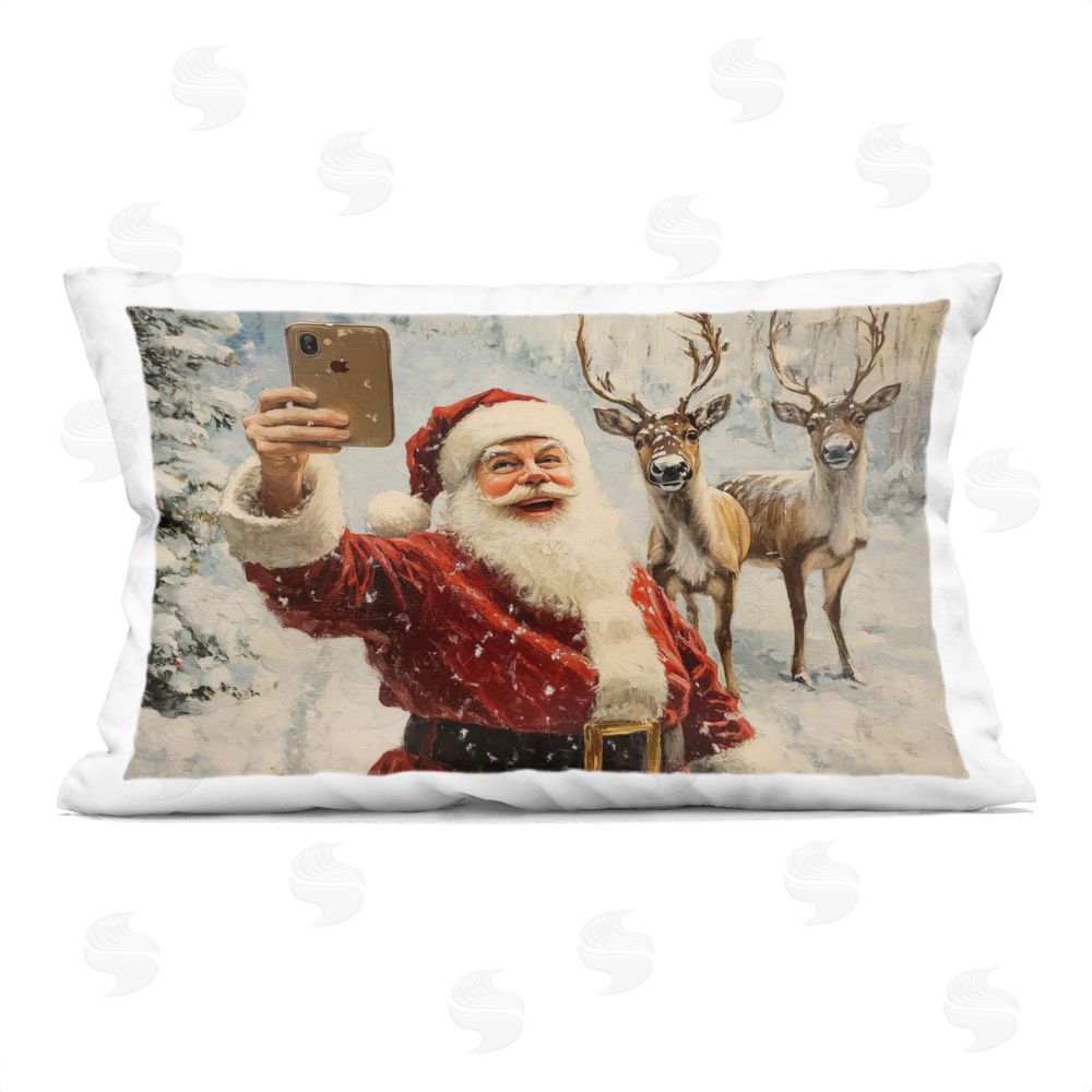 Arlington Prints Santa & Reindeer Selfie Rectugular Printed Throw Pillow