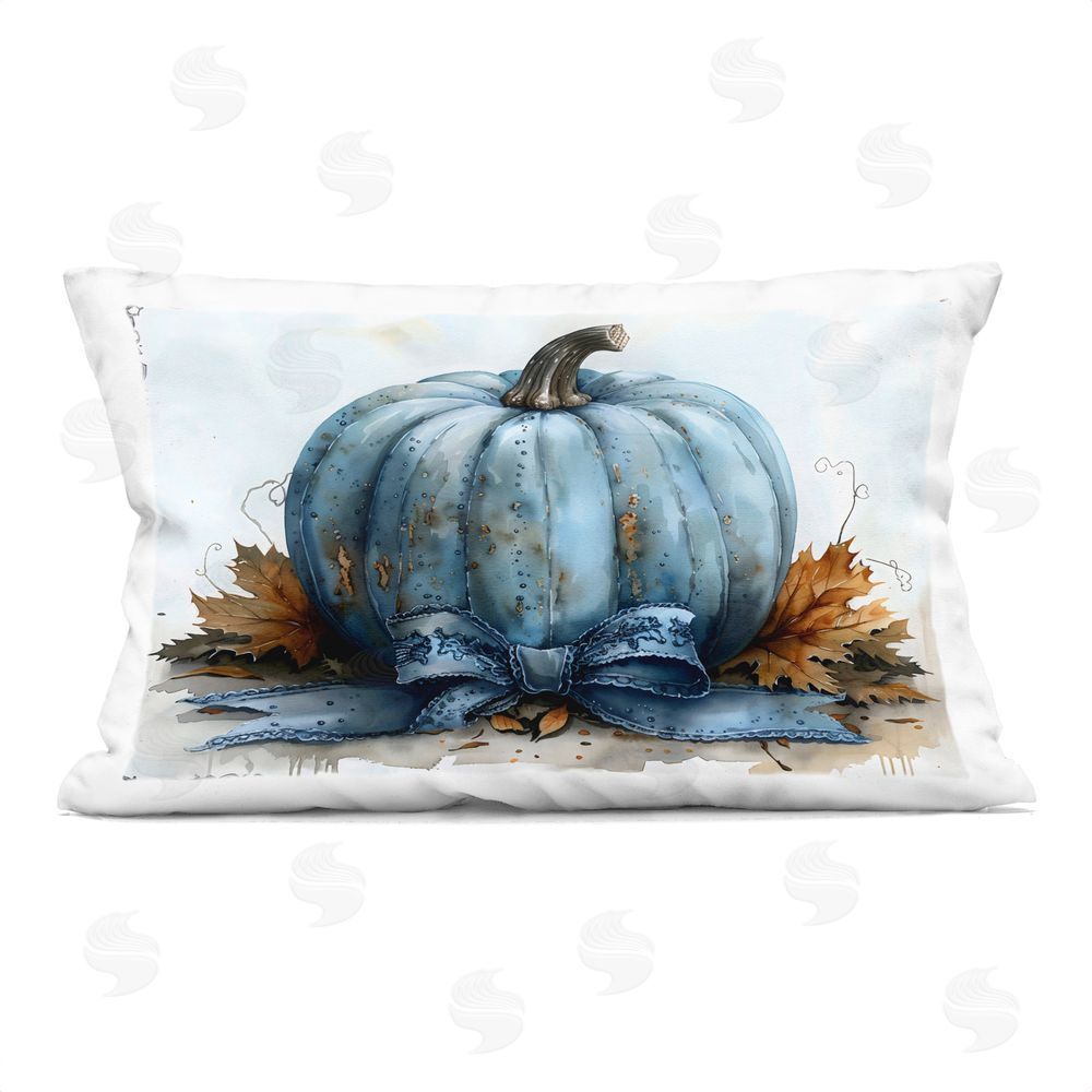 Creative Studio Blue Pumpkin with Bow Rectugular Printed Throw Pillow