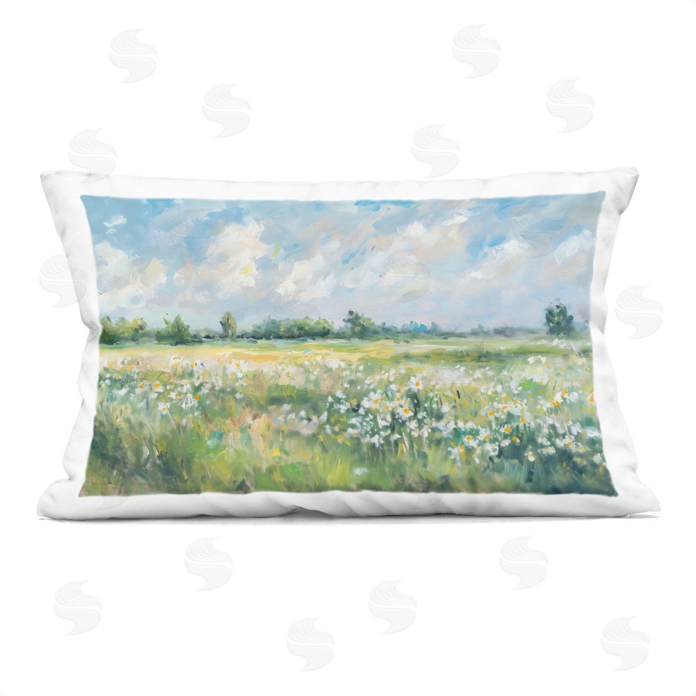 Creative Studio Daisy Field Landscape Impression Printed Lumbar Throw Pillow