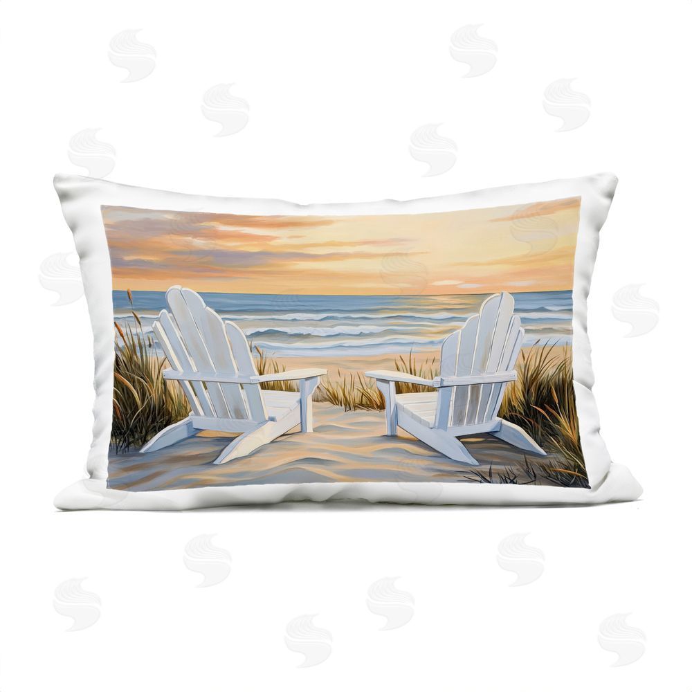 Petal Prints Design Wave Watching Spot at Sunset Outdoor Printed Lumbar Throw Pillow