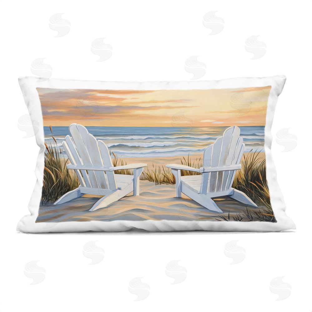 Petal Prints Design Wave Watching Spot at Sunset Printed Lumbar Throw Pillow