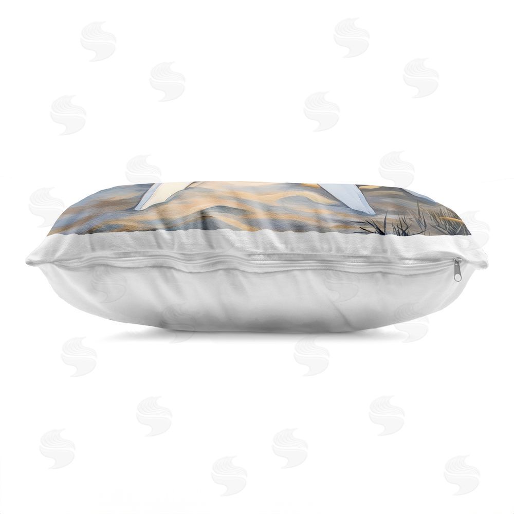 Petal Prints Design Wave Watching Spot at Sunset Printed Lumbar Throw Pillow Side View with Zipper Detail