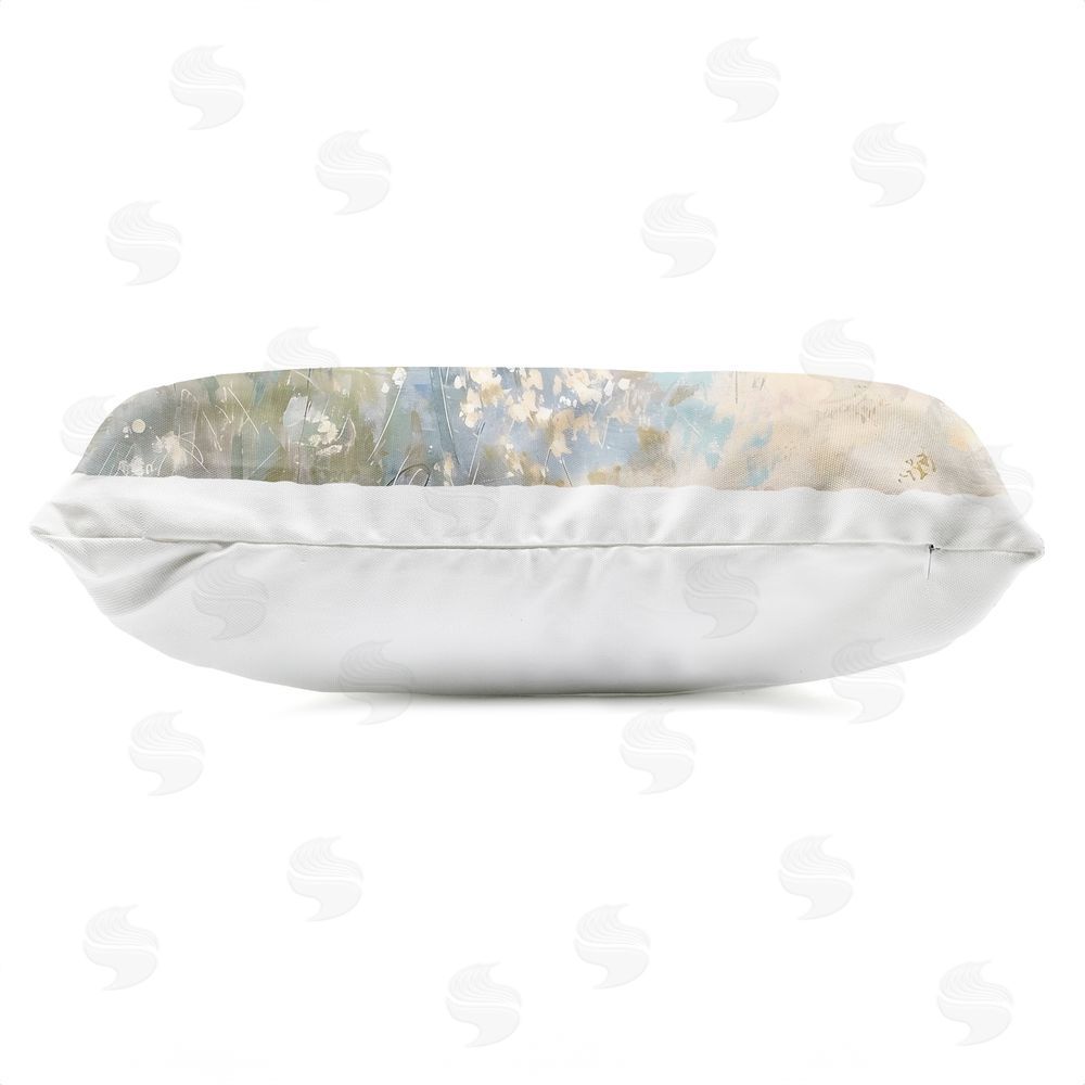 Creative Studio Mottled Pastel Field Impression Outdoor Printed Lumbar Throw Pillow Side View with Zipper Detail