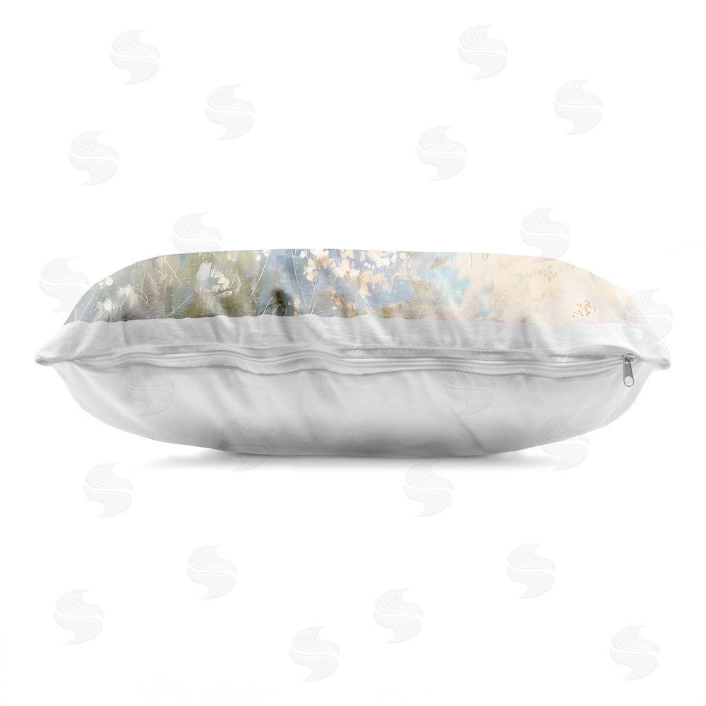 Creative Studio Mottled Pastel Field Impression Printed Lumbar Throw Pillow Side View with Zipper Detail