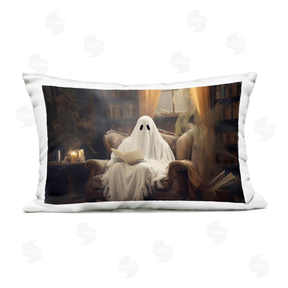 LSR Design Studio Atmospheric Reading Ghost Outdoor Rectugular Printed Throw Pillow
