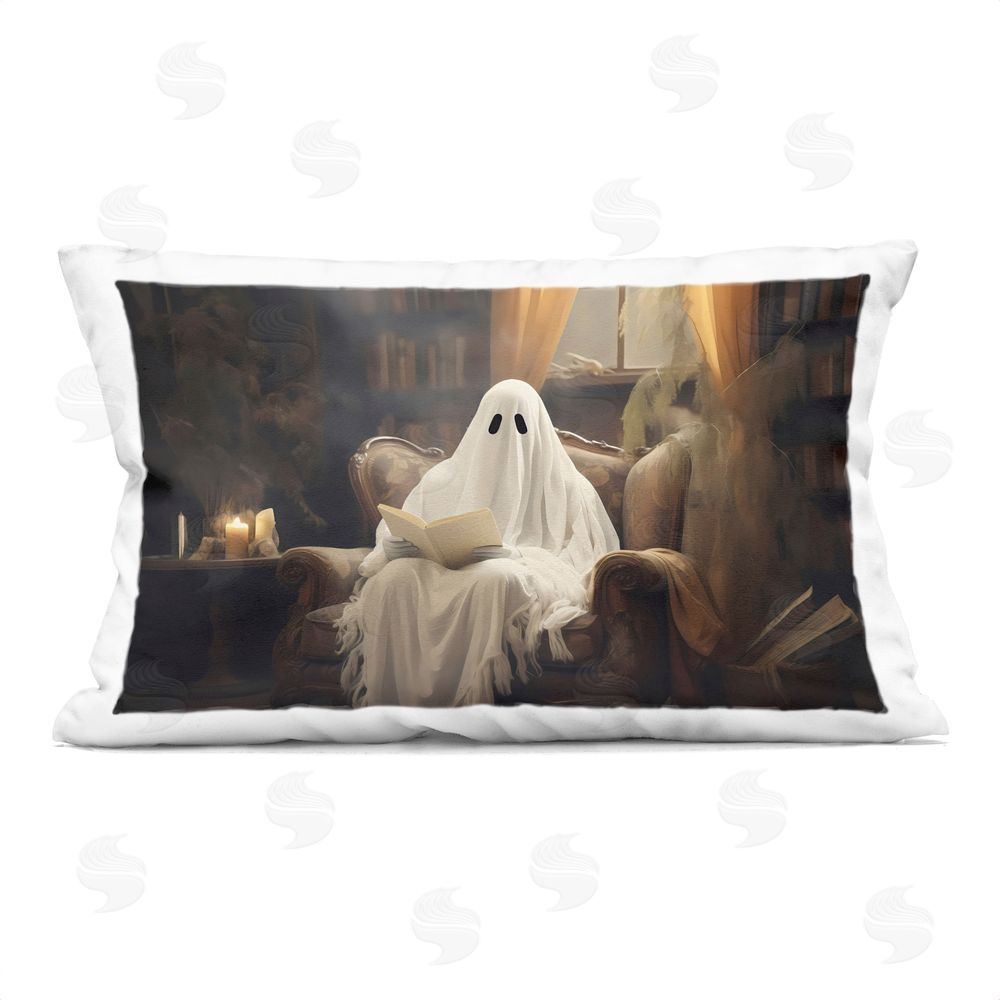 LSR Design Studio Atmospheric Reading Ghost Rectugular Printed Throw Pillow