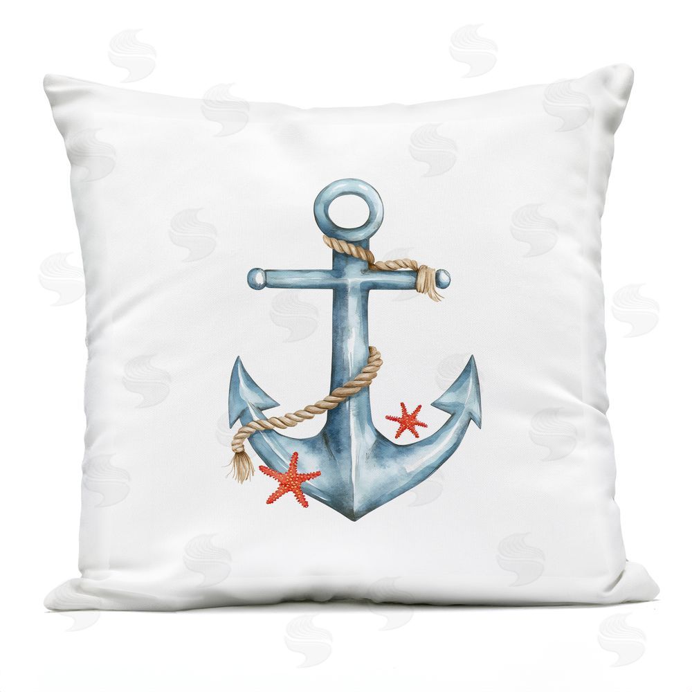 LSR Design Studio Cute Sailor Anchor with Starfish Outdoor Square Printed Throw Pillow