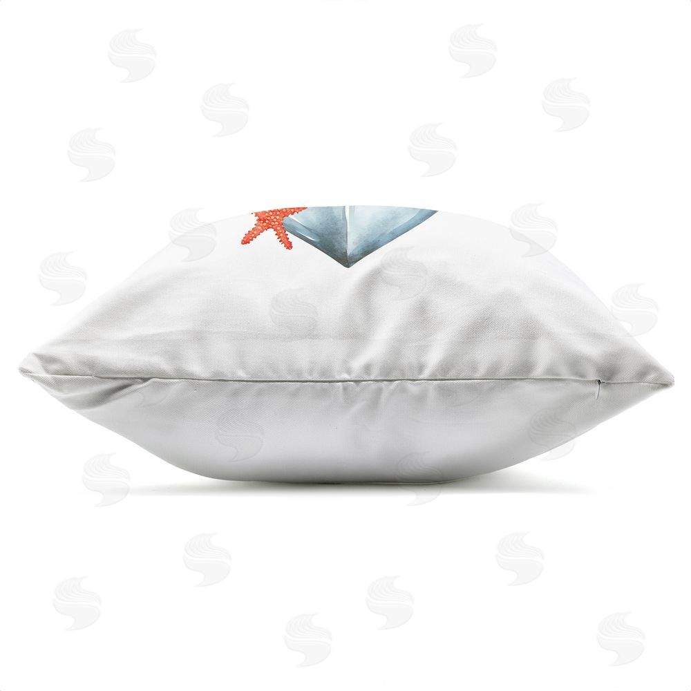 LSR Design Studio Cute Sailor Anchor with Starfish Outdoor Square Printed Throw Pillow Side View with Zipper Detail