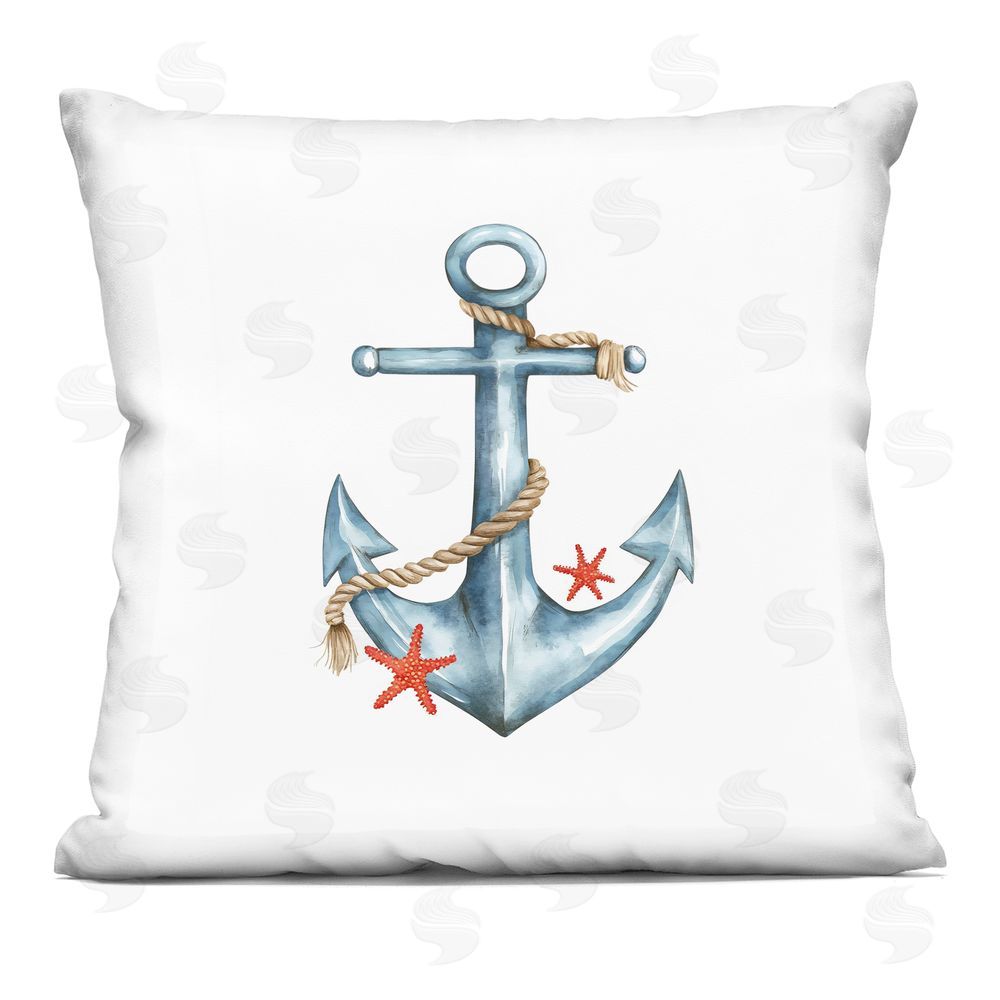 LSR Design Studio Cute Sailor Anchor with Starfish Square Printed Throw Pillow