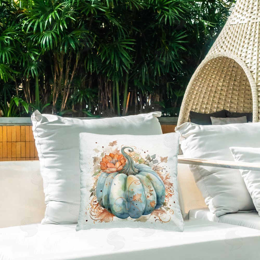 Creative Studio Boho Floral Pumpkin Square Printed Throw Pillow on Patio