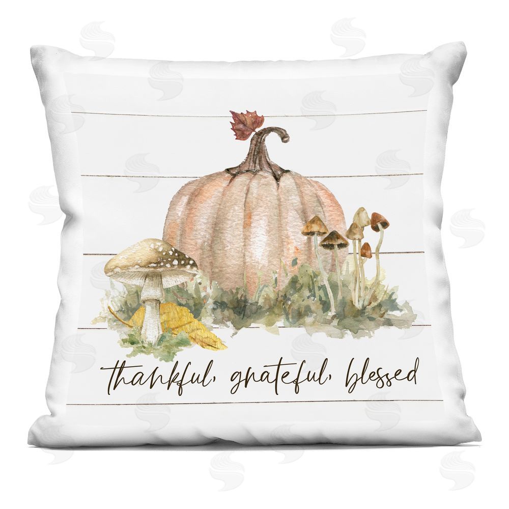 Livi and Finn Woodland Harvest Gratitude Square Printed Throw Pillow
