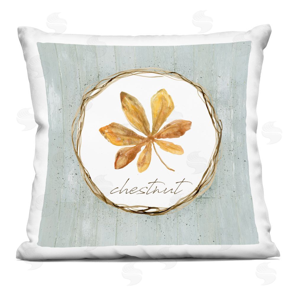 Livi and Finn Autumn Memories Chestnut Leaf Square Printed Throw Pillow