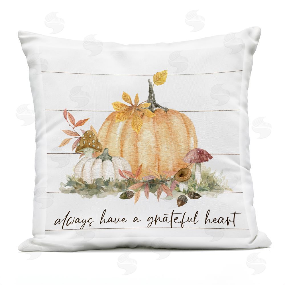 Livi and Finn Grateful Heart Woodland Harvest Outdoor Square Printed Throw Pillow