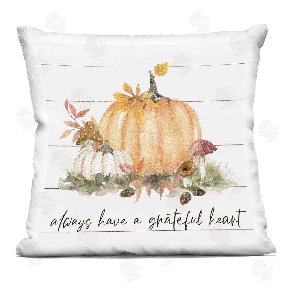 Livi and Finn Grateful Heart Woodland Harvest Square Printed Throw Pillow