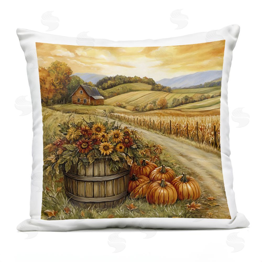 Creative Studio Pumpkin Farm Pathway Outdoor Square Printed Throw Pillow