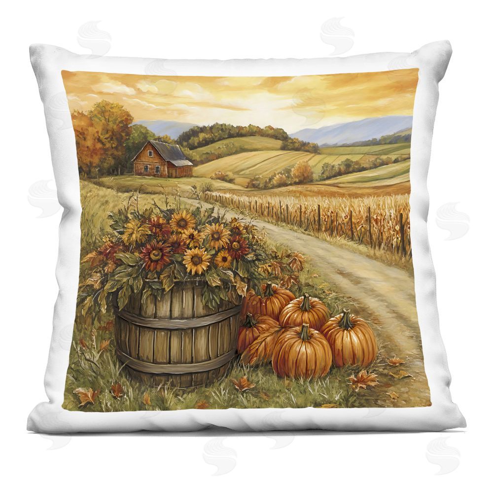 Creative Studio Pumpkin Farm Pathway Square Printed Throw Pillow