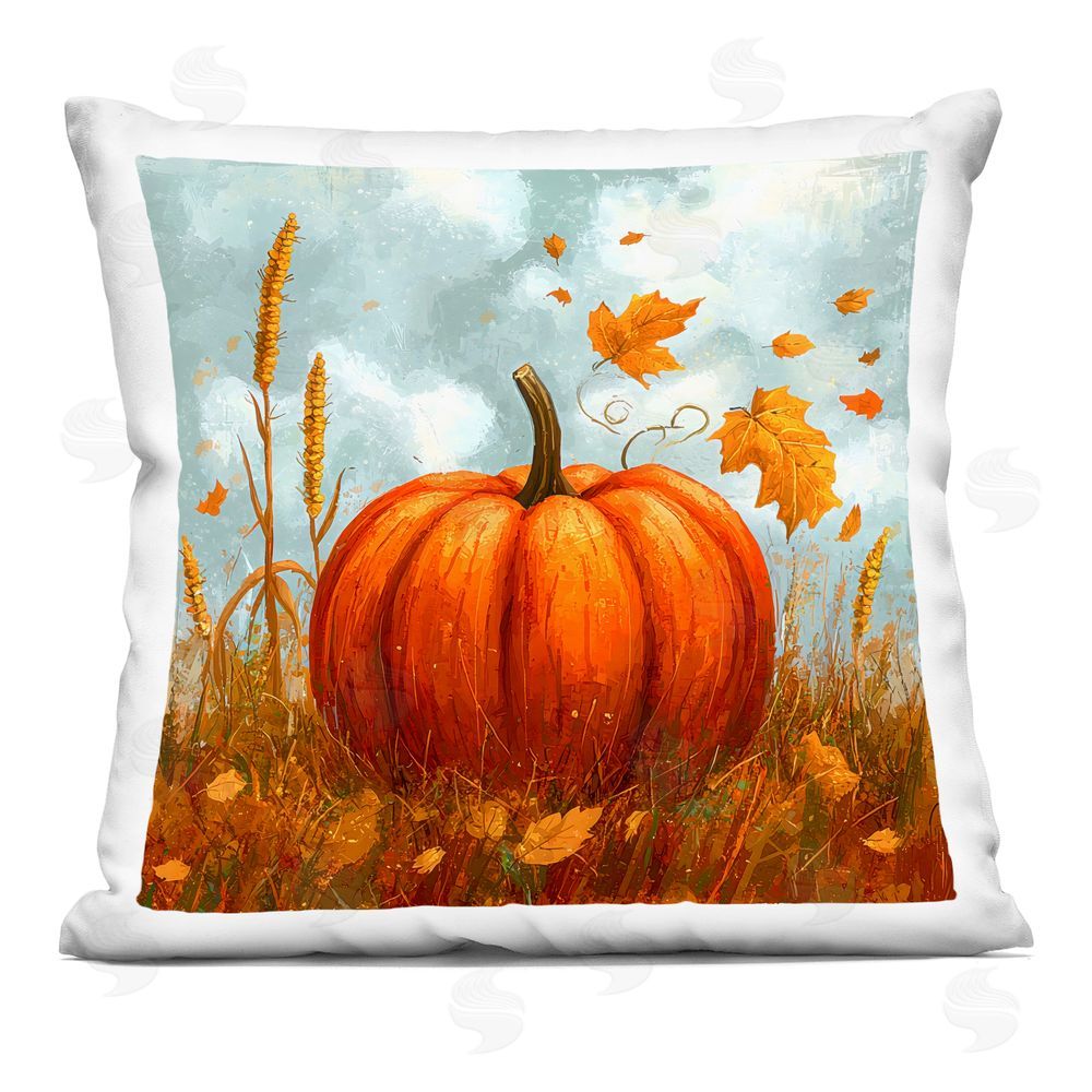 Creative Studio Bright Pumpkin & Falling Leaves Square Printed Throw Pillow